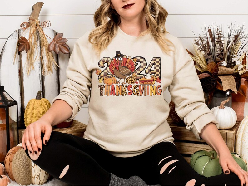 Thanksgiving Family 2024 Shirt, Fall Season Turkey Sweatshirt, Thankful