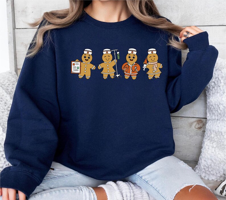 Nurse Christmas Sweetshirt, Ginger Bread Nursing Shirt, Funny Cookies Xmas T-shirt, Emergency Xmas Vibes Tee, Xmas Medical Staff Gift Hoodie