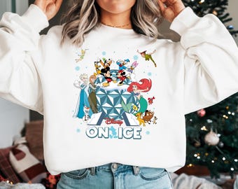Disney On Ice Sweatshirt, Walt Disney World Winter Holiday Shirt, Disneyland Christmas Family Trip Tee, Frozen Mickey Co Peter Pan Nemo Xmas