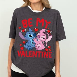 Disney Stitch Angel Be My Valentine Shirt, Disney Valentines Day T-Shirt, Cute Couple Romance Tee, Disneyland Honeymoon Trip Sweatshirt