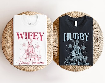 Disney Wifey & Hubby Shirt, Matching Honeymoon Tee, Disney Castle Husband And Wife Tee, Magic Kingdom Wedding Party Shirts