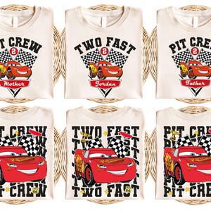 Lightning McQueen Birthday Boy Tee, Disney Pit Crew Birthday Shirt, Two Fast Race Car Birthday Boy Shirt, 2025 Family Birthday Party Shirts