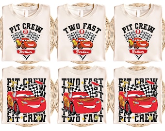 Lightning McQueen Birthday Boy Tee, Disney Pit Crew Birthday Shirt, Two Fast Race Car Birthday Boy Shirt, 2025 Family Birthday Party Shirts