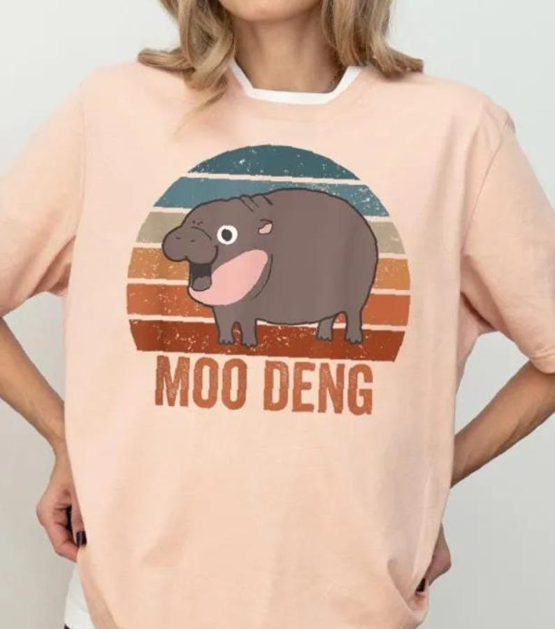 Moo Deng Shirt, Cute Moo Deng T-shirt, Vintage Animal Tee, I Love Hippopotamus Sweatshirt, Funny Baby Hippo Crewneck, Pygmy Hippo Hoodie
