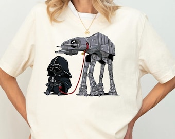 Darth Vader AT-AT Walker Shirt, Dog Lover Darth Vader T-shirt, Galaxy Adventure Tee, Pet Owner Sweatshirt, Sci Fi Dog Lover Crewneck
