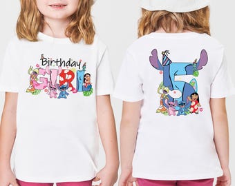 Disney Lilo & Stitch födelsedagsflicka-tröja, Disney födelsedagsfest-t-shirt, WDW födelsedagsfamilj matchande t-shirt, personlig födelsedagströja