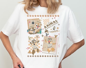 Maglietta Animal Kingdom, maglietta Chip e Dale Safari, maglietta Double Trouble Leopard, maglietta per viaggi in famiglia, felpa con cappuccio Retro Safari