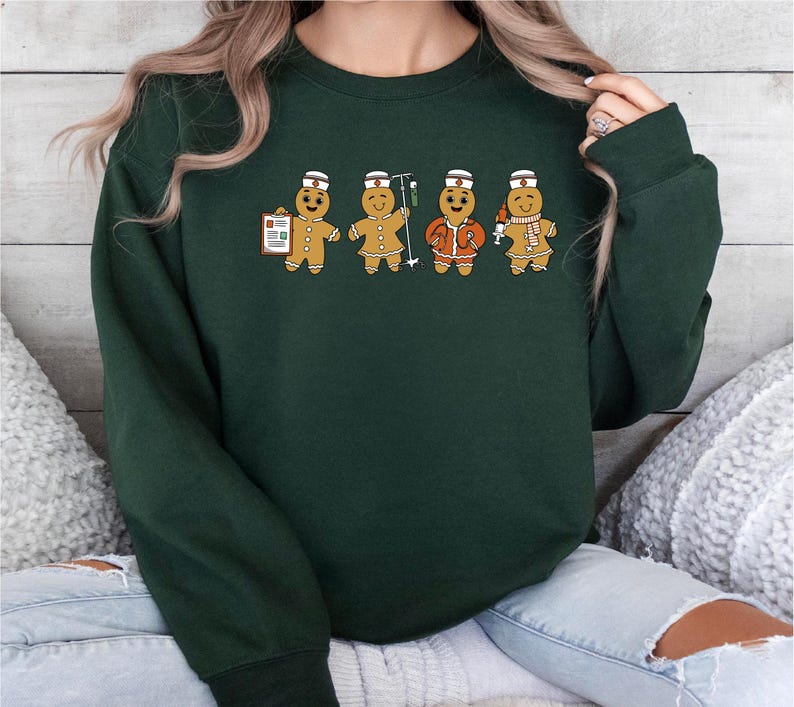 Nurse Christmas Sweet Shirt, Ginger Bread Nursing Shirt, Funny Cookies Xmas T-Shirt, Emergency Xmas Vibes Shirt, Xmas Medical Staff Gift Tee
