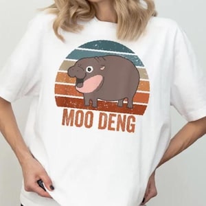 Moo Deng Shirt, Cute Moo Deng T-shirt, Vintage Animal Tee, I Love Hippopotamus Sweatshirt, Funny Baby Hippo Crewneck, Pygmy Hippo Hoodie