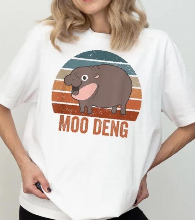 Moo Deng Shirt, Cute Moo Deng T-shirt, Vintage Animal Tee, I Love Hippopotamus Sweatshirt, Funny Baby Hippo Crewneck, Pygmy Hippo Hoodie