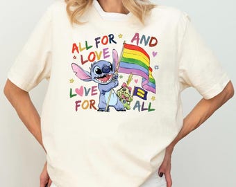 Disney Stitch Rainbow Color Shirt, Pride Month T-Shirt, LGBTQIA Right Shirt, Gay Pride Shirt, Rainbow Flag Tee, Colorful Disneyland Trip Tee