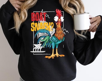 Disney Hei Hei Sweatshirt, Funny Moana Chicken Hoodie, Hei Hei Boat Snack Sweater, Disneyland Moana Rooster Sweater, Disney Vacation Sweat