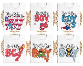 Birthday Boy Shirt, Custom  Superhero T-Shirt,  Themed Birthday Tee, Spider Man Hulk Thor Captain America Sweatshirt
