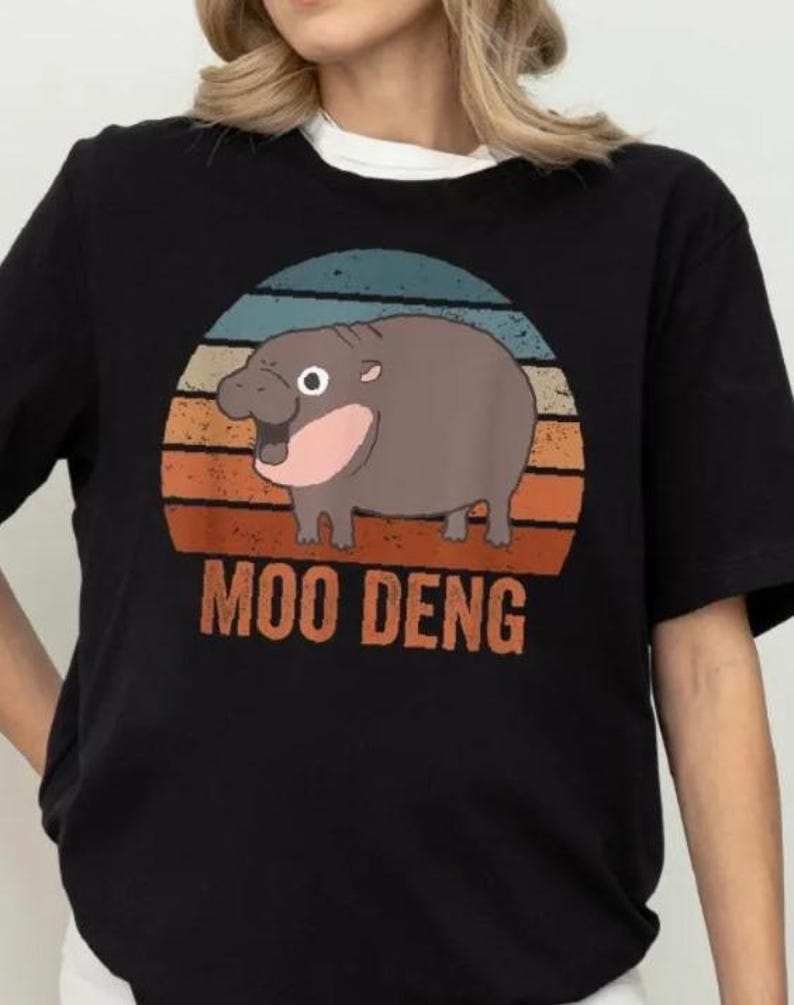 Moo Deng Shirt, Cute Moo Deng T-shirt, Vintage Animal Tee, I Love Hippopotamus Sweatshirt, Funny Baby Hippo Crewneck, Pygmy Hippo Hoodie