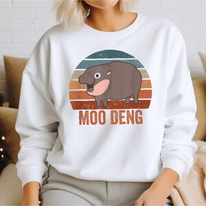 Moo Deng Shirt, Cute Moo Deng T-shirt, Vintage Animal Tee, I Love Hippopotamus Sweatshirt, Funny Baby Hippo Crewneck, Pygmy Hippo Hoodie