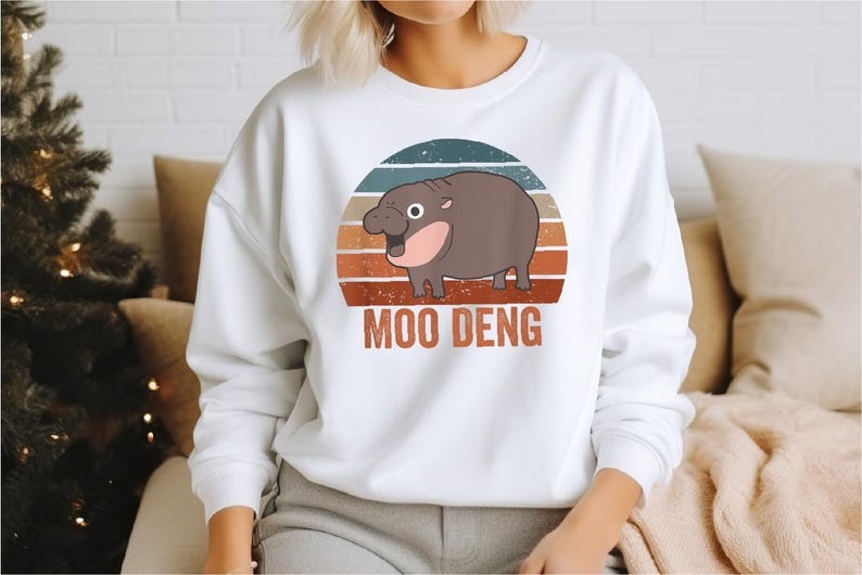 Moo Deng Shirt, Cute Moo Deng T-shirt, Vintage Animal Tee, I Love Hippopotamus Sweatshirt, Funny Baby Hippo Crewneck, Pygmy Hippo Hoodie