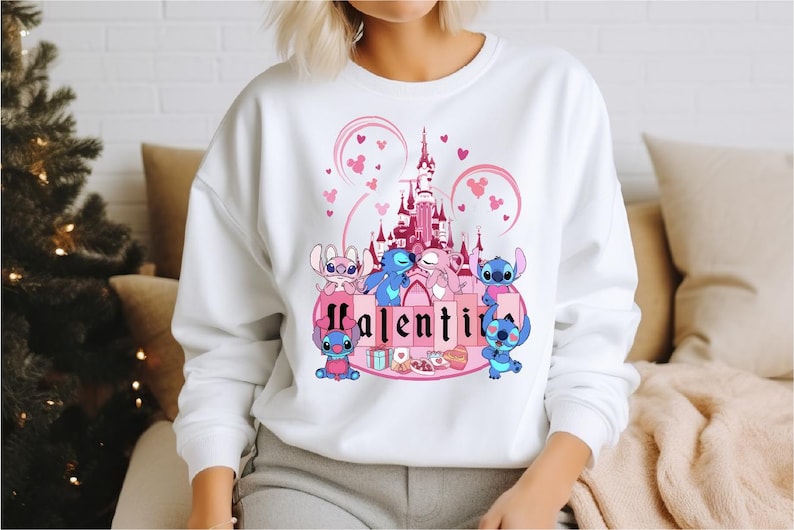 Disney Stitch Angel Valentines Day Shirt, Disney Castle Lover Shirt, Disney Stitch Love Shirt, Disney Valentine Tee, Disneyland Honeymoon Trip Tee