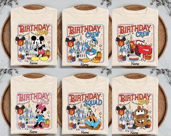 Custom Mickey and Friends Birthday Shirt, Birthday Family Matching T-shirt,  Birthday Boy Girl Crew Squad Tee