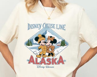 Maglietta Disney Alaska Cruise Line, maglietta Topolino e Minnie in crociera, maglietta invernale per viaggi in famiglia, felpa avventura oceanica, felpa con cappuccio per viaggio in crociera