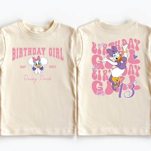 Disney Daisy Duck Geburtstagskind Shirt, benutzerdefinierte Geburtstag Kleinkind Shirt, Disneyland Töchter Geburtstag Shirt, 2025 Mädchen Geburtstag Reise Shirt