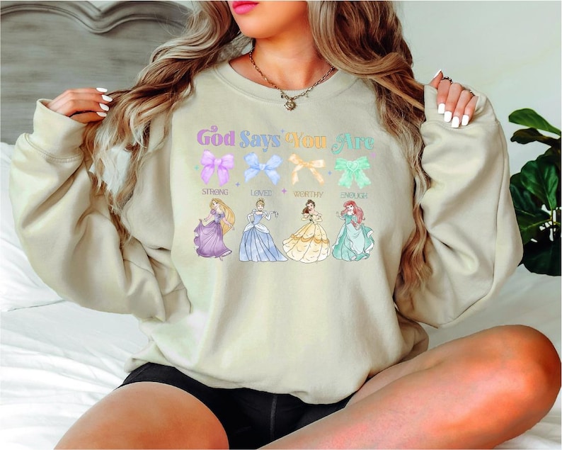 God Says You Are Strong Shirt, Disney Princess Christian T-Shirt, Princess Faith Sweater, Bible Verse Girls Shirts, Religious Mom Ariel Tee