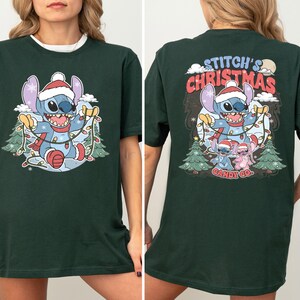 Disney Merry Stitchmas Shirt, Stitch And Angel Merry Christmas Shirt, Disney Xmas Sweat, Santa Hat Xmas Tee, Disneyland Family Trip Xmas Tee
