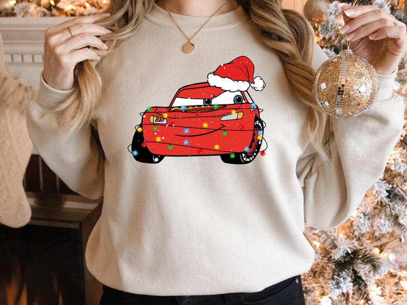 Disney Christmas Shirt, Santa Hat Lightning McQueen and Tow Mater T-shirt, Disney Couples Xmas Tee, Holiday Vacation Party Sweatshirt
