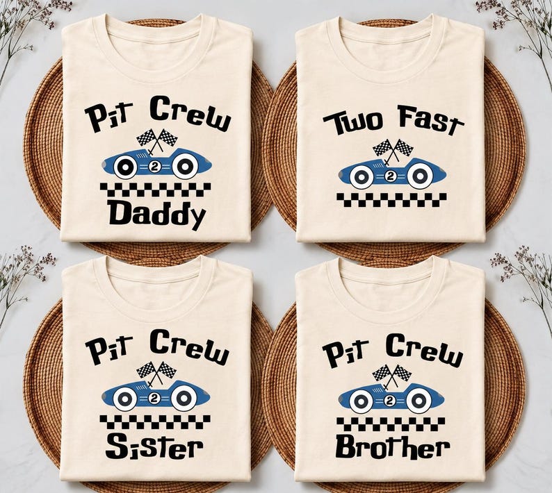 Two Fast Pit Crew Birthday Shirt, Car Race Birthday T-shirt, Two Fast 2nd Birthday Tee, Birthday Boy Sweatshirt, Family First Birthday Party Gift
