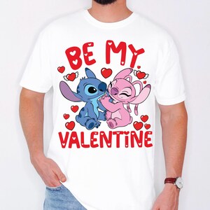 Disney Stitch Angel Be My Valentine Shirt, Disney Valentines Day T-Shirt, Cute Couple Romance Tee, Disneyland Honeymoon Trip Sweatshirt