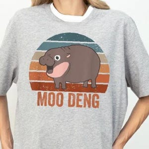 Moo Deng Shirt, Cute Moo Deng T-shirt, Vintage Animal Tee, I Love Hippopotamus Sweatshirt, Funny Baby Hippo Crewneck, Pygmy Hippo Hoodie