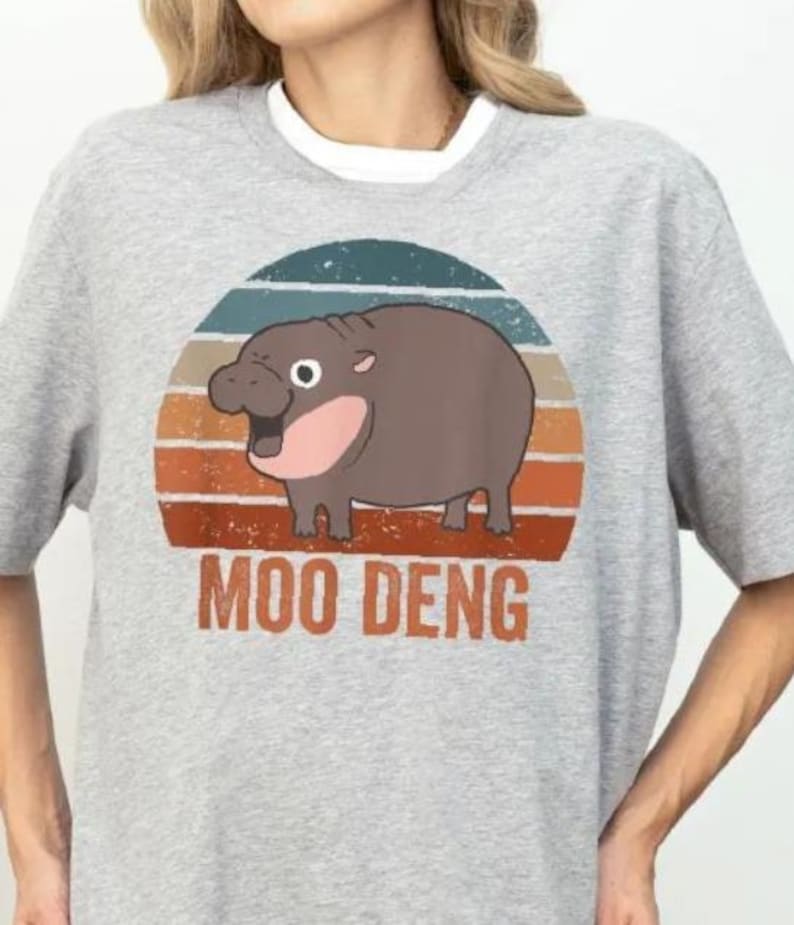Moo Deng Shirt, Cute Moo Deng T-shirt, Vintage Animal Tee, I Love Hippopotamus Sweatshirt, Funny Baby Hippo Crewneck, Pygmy Hippo Hoodie