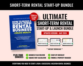Airbnb Rental Guide, Rental Budget Tracker, Short-Term Startup, Airbnb Host Spreadsheet, Vacation Rental, Property Management, How-To, Excel