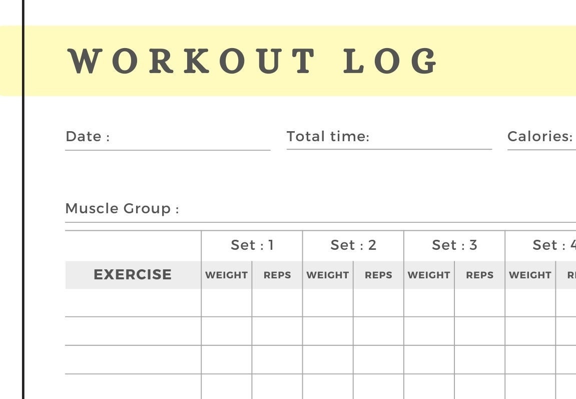 Workout Writing Printable Daily Workout Tracker, Write Specific Exercise Moves/reps ...