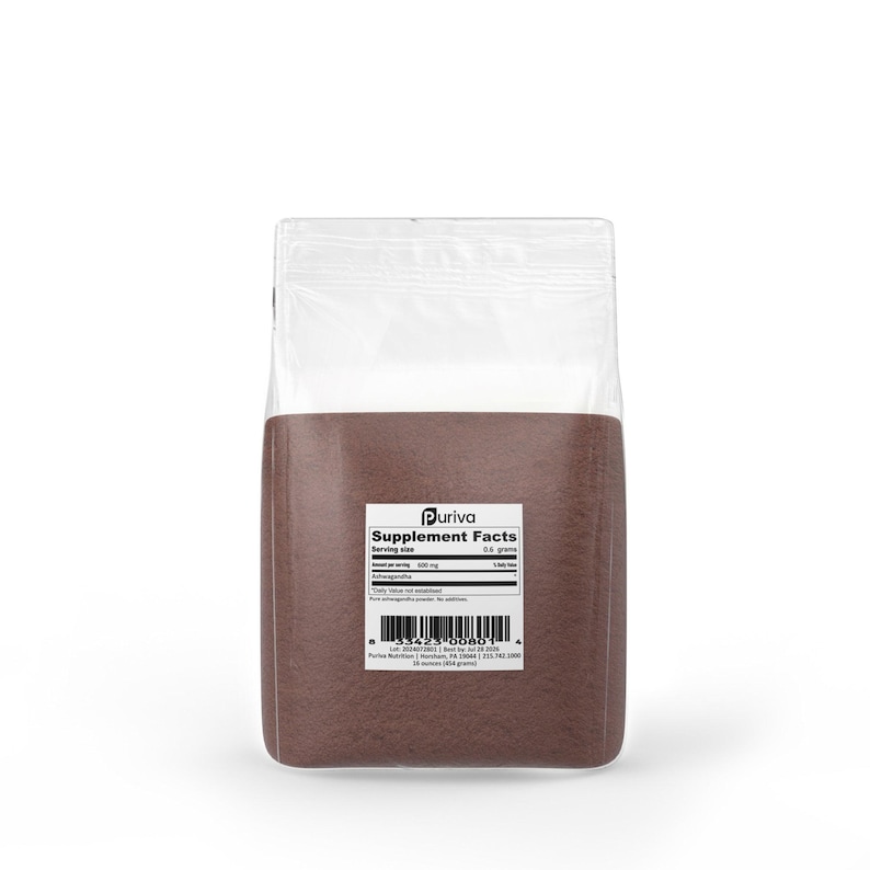 Ashwagandha extract, minimum 2.5% withanolides, 1 pound, Puriva Nutrition image 2