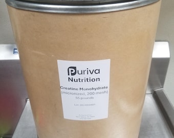 Creatine Monohydrate powder, micronized, 55 pounds, Puriva Nutrition