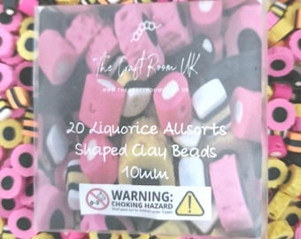 Liquorice Allsorts Shaped Polymer Clay Beads 10mm