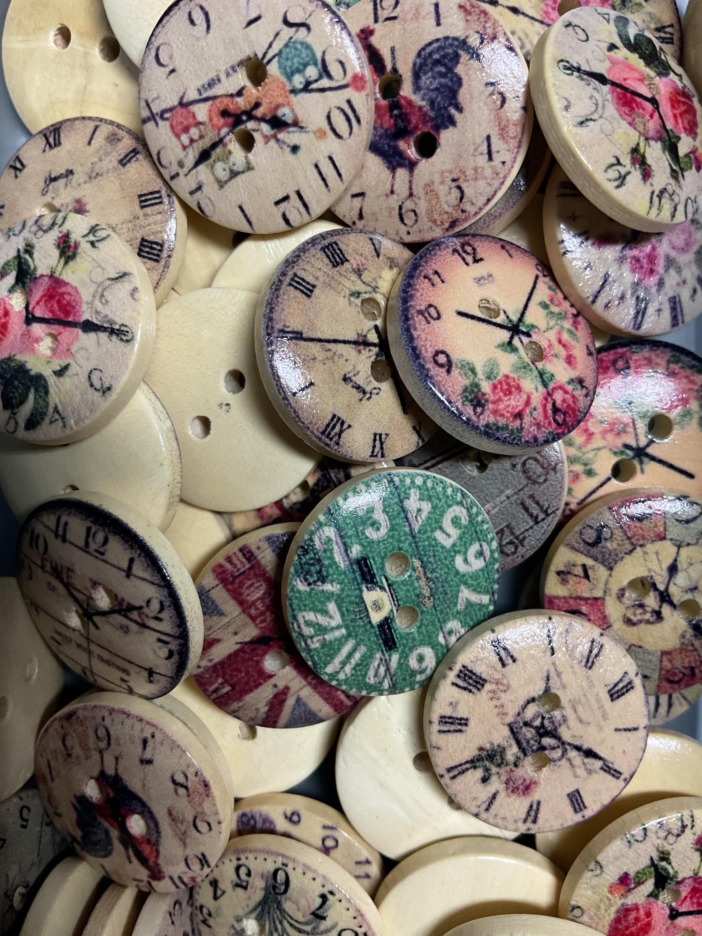 Vintage Clocks Round Wooden Buttons - Etsy