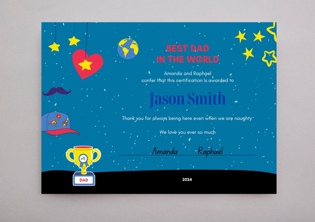 Best Dad Certificate Printable // for Dad #39 s step Dad #39 s certificate