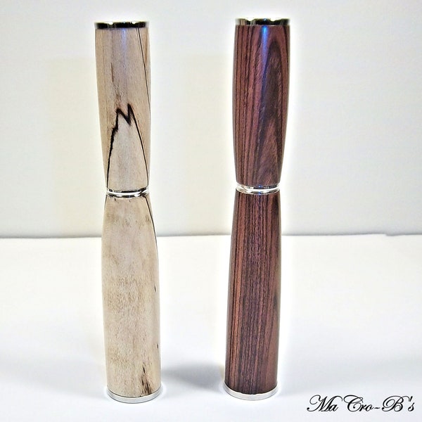 Rhodium Panache Rollerball Style Desk Pen in Spalted Maple and Bubinga Wood