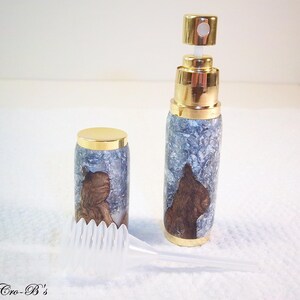 Handmade Refillable Perfume Atomizer | Silver Flaked Grapevine, Gold Trim Travel Ready Fragrance Sprayer bild 7