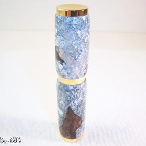 Handmade Refillable Perfume Atomizer | Silver Flaked Grapevine, Gold Trim Travel Ready Fragrance Sprayer bild 4