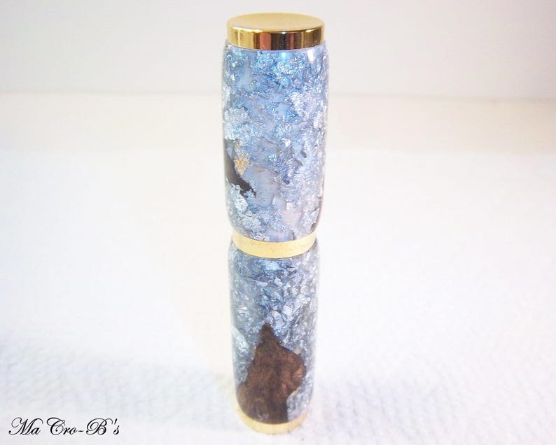 Handmade Refillable Perfume Atomizer | Silver Flaked Grapevine, Gold Trim Travel Ready Fragrance Sprayer bild 4