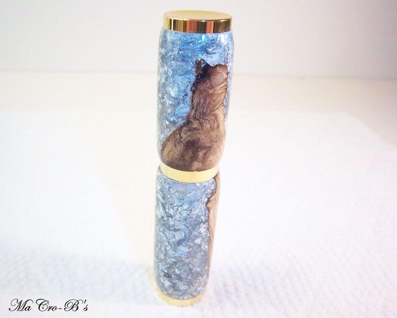 Handmade Refillable Perfume Atomizer | Silver Flaked Grapevine, Gold Trim Travel Ready Fragrance Sprayer bild 5