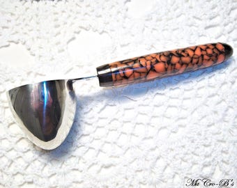 Handmade Coffee Scoop: Stainless Steel, Pumpkin Spice Recycled Plastic Handle
