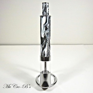 Handmade One-Handed Peppermill, Smokie Diamond Acrylic, Stainless Steel Grinder, Press Top made in USA with video