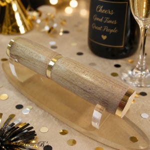 Perfume Atomizer Breath Spritzer Refillable in Maple Wood, Gold Trim for Pocket Purse or Vanity Travel Size Made in USA