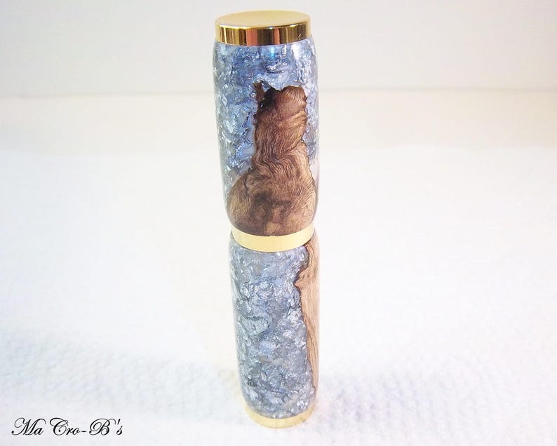 Handmade Refillable Perfume Atomizer | Silver Flaked Grapevine, Gold Trim Travel Ready Fragrance Sprayer bild 2