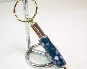 Cigar Punch Keychain Green & White Recycled Plastic with Gold Accents – Handcrafted Bullet Punch Cutter