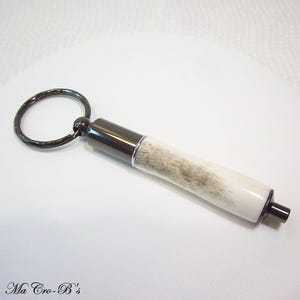 Cigar Punch Keychain Deer Antler with Gunmetal Accents – Handcrafted Bullet Punch Cutter DA002