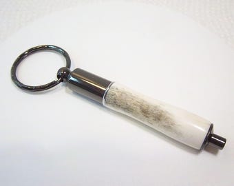 Cigar Punch Keychain Deer Antler with Gunmetal Accents – Handcrafted Bullet Punch Cutter DA002
